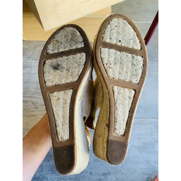 Ellen Tracy Kameo Wedge Espadrille Sandal Slingback Open Toe Designer Natural 9 - Picture 9 of 11
